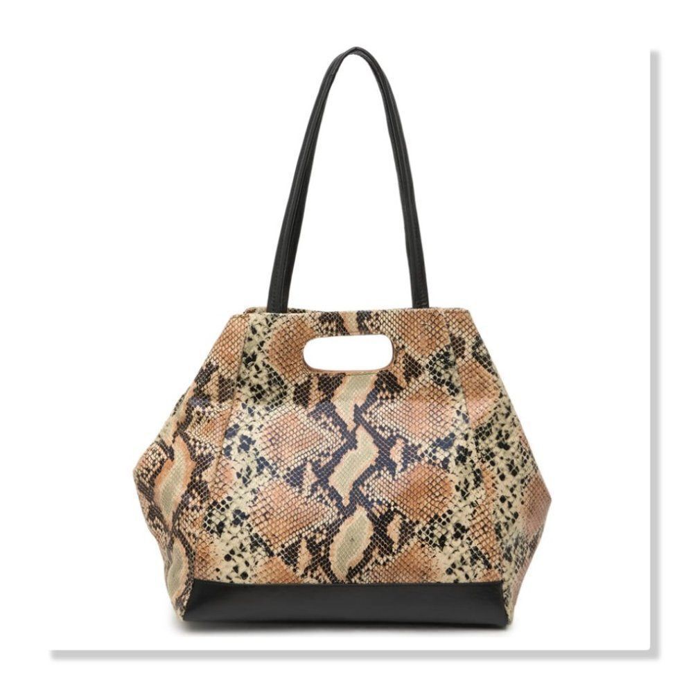 TMRW Studio Gabriel Snakeskin Embossed Market Tote Bag in Cognac Python - NEW